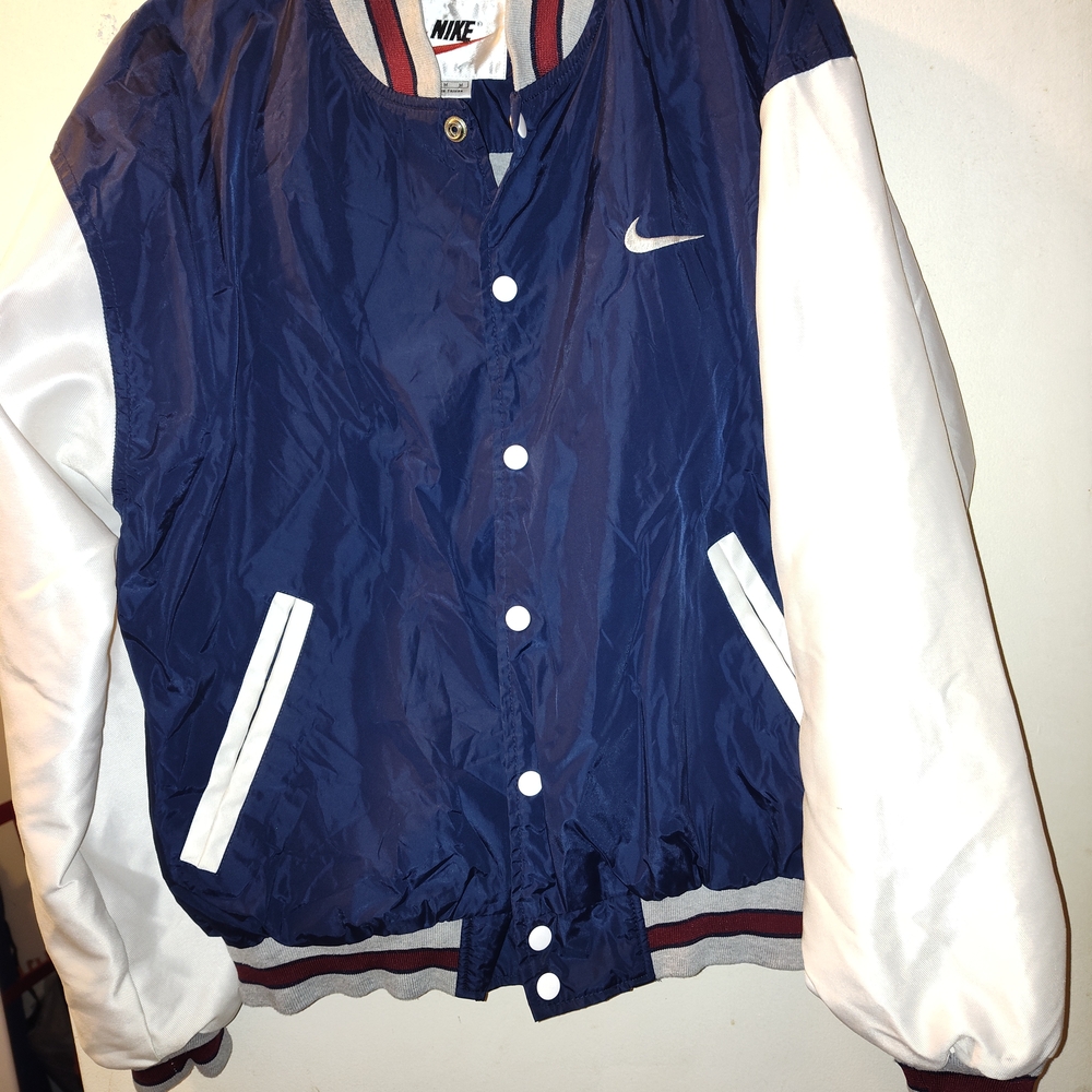 Nike Women's Navy and White Varsity Jacket